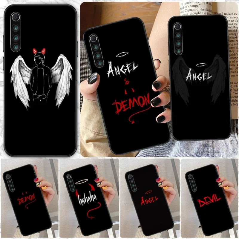 Anjo, Demônio, Diabo Caso de Telefone Xiaomi Redmi Nota 11 10 9T 8 7 Pro 9 9A 9C 8 de Silicone Preto Telefone Funda Tampa