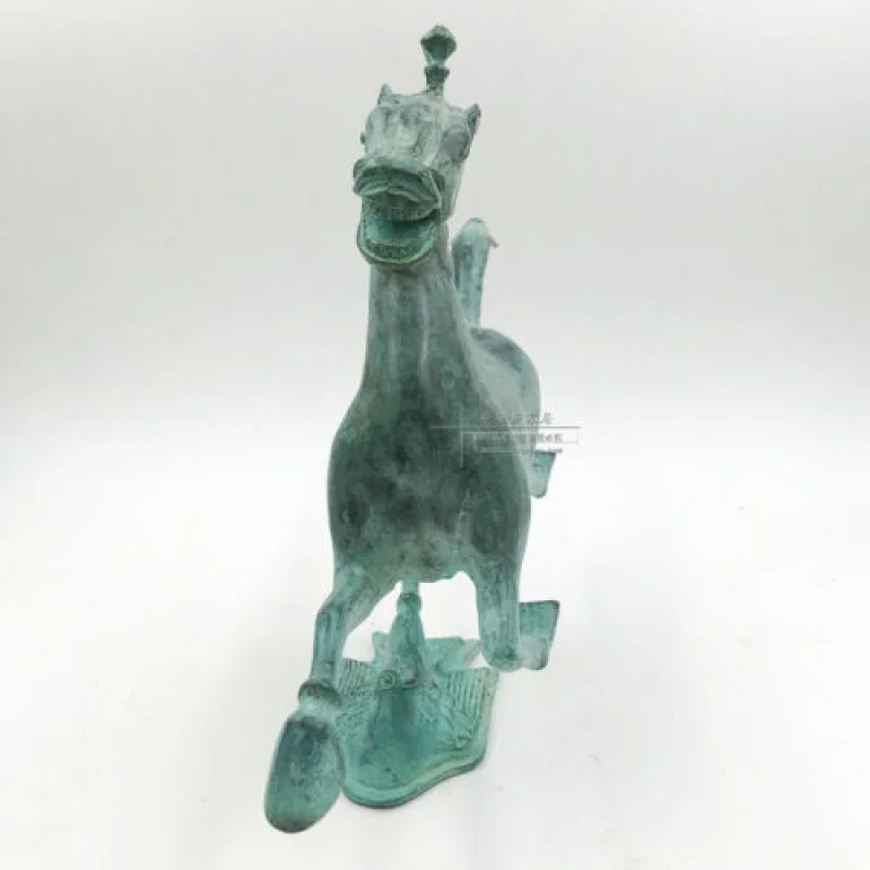 30cm de Antiguidades Pátina de Bronze Voando Engolir Cavalo Pisar sobre o Flying Swallow Estátua