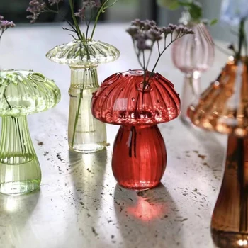 Cogumelo Vaso de Vidro Aromaterapia Garrafa Casa Criativa Hidropônico Flor Tabela Simples da Decoração do ambiente de Trabalho DIY Decoração Arte