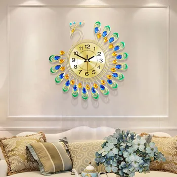 Pavão Relógio De Parede Sala De Estar, Relógio Modernos E Criativos Decorativo Relógio Silenciosa Relógio De Parede Relógio De Quartzo