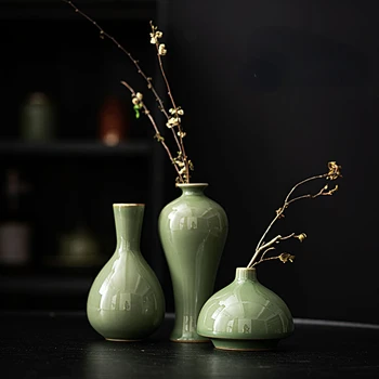 Criativo Cerâmica Mini Vaso De Trabalho Bookshelf Arte Hidropônico Zen Vaso De Sala De Estar Retro Arranjo De Flor Enfeites