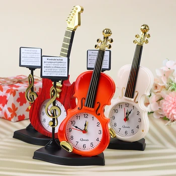 1Pc Criativo Violino Relógio Despertador Moda Simples Estilo Europeu Crianças Bonito dos desenhos animados Relógio de Cabeceira Retro Ornamento