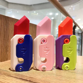 Em 3D, o Rabanete de Borboleta, Faca Reta Salto de Borracha Gravidade Mini Keychain Crianças de Descompressão Empurrar o Brinquedo de Presente Surpresa