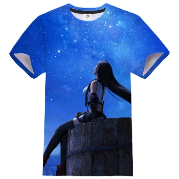 Final Fantasy VII 3D Print T-shirt Homens Mulheres Jogo de Anime Harajuku Streetwear Hip Hop Camiseta Esporte Casual T-Shirt Legal Tops Tees