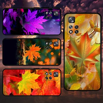 Maple Leaf de Arte em Preto Macio Caso De Telefone Xiaomi Redmi Nota 11 10 12 8 Pro 9S 9 10C K40 9C 9A 8 7 k50 Jogos 9T Tampa