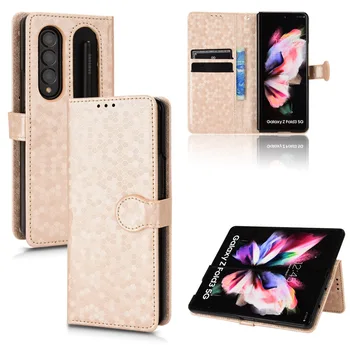 Luxo Carteira de Capa de Couro Para Samsung Galaxy Z Dobre 4 3 Fold4 Fold3 5G Caso de Telefone Com Multi-Slot para Cartão e porta-Caneta (Sem Pena)
