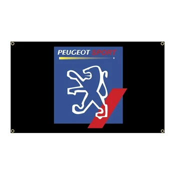 90x150cm Peugeots Esporte Bandeira de Poliéster Impresso Carro de Corrida Banner Garagem ou ao ar livre Para a Decoração