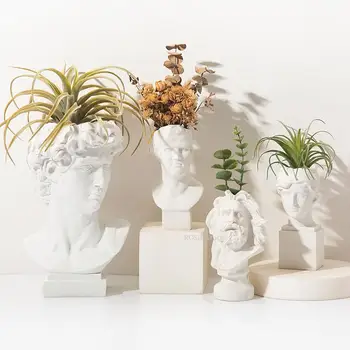 David Criativo Retrato Vaso Cabeça Humana Vasos De Flores, Enfeites De Resina De Davi, Casa De Flores De Arte, De Decoração