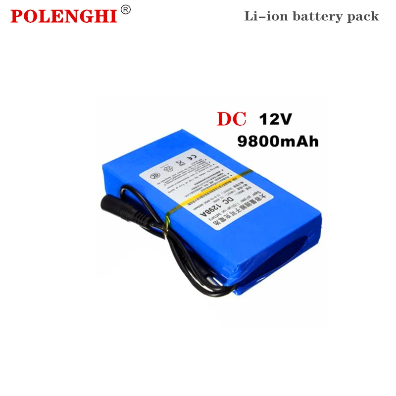 Marca 100% novo de alta qualidade, bateria recarregável de iões de lítio DC 12V 9800mAh bateria plugue padrão Europeu 12,6 V carregador