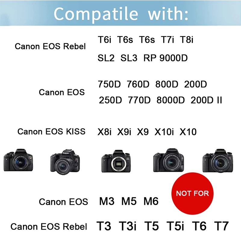 ACK-E18 Adaptador de Alimentação AC Kit coupl DR-E18 (LP-E17) para Canon EOS R10 77D 200D 750D 800D 850D T6i T7i 760D T6s Beijo X8i