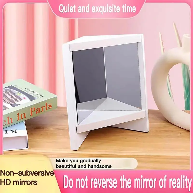 Não Inverter Espelho Rotativo Desktop Espelho De Maquiagem Portátil Casa Branca De Madeira Quadrada Real De Espelho Para A Decoração Home