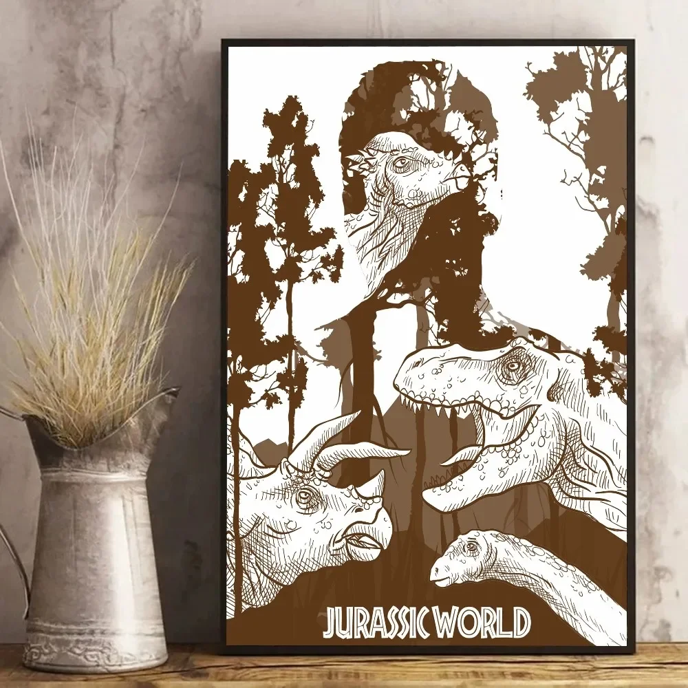 Jurassic Park Mundo Dos Dinossauros Do Poster De Filme De Papel Kraft Vintage Poster Arte De Parede Pintura Estudo Estético Da Arte Tamanho Pequeno