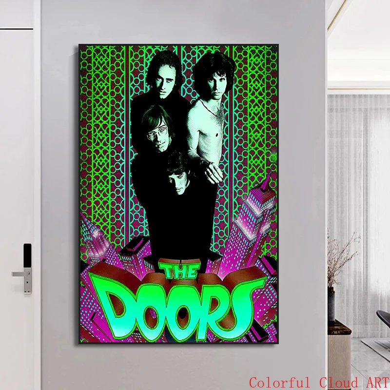 As Portas de Jim Morrison Cartazes Impressão sobre Tela Banda de Rock de Música GuitarWall Arte Picturfes para a Home Bar Decoração de casa (Sem Moldura)