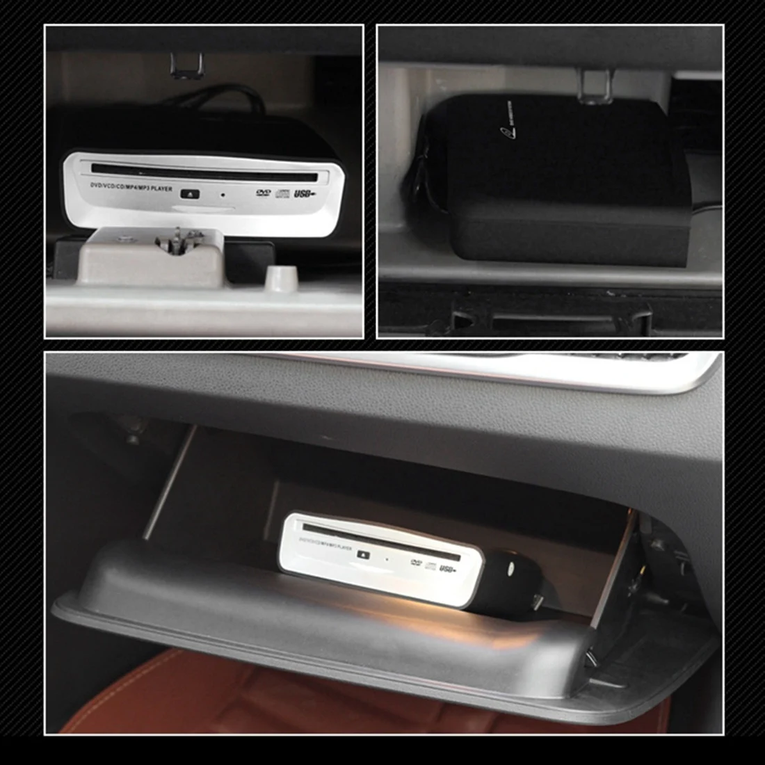 Carro SUV Externo Estéreo Rádio Prato de Caixa Leitor de CD/DVD USB Interface para o Android Leitor de Acessórios de Rádio ,Preto