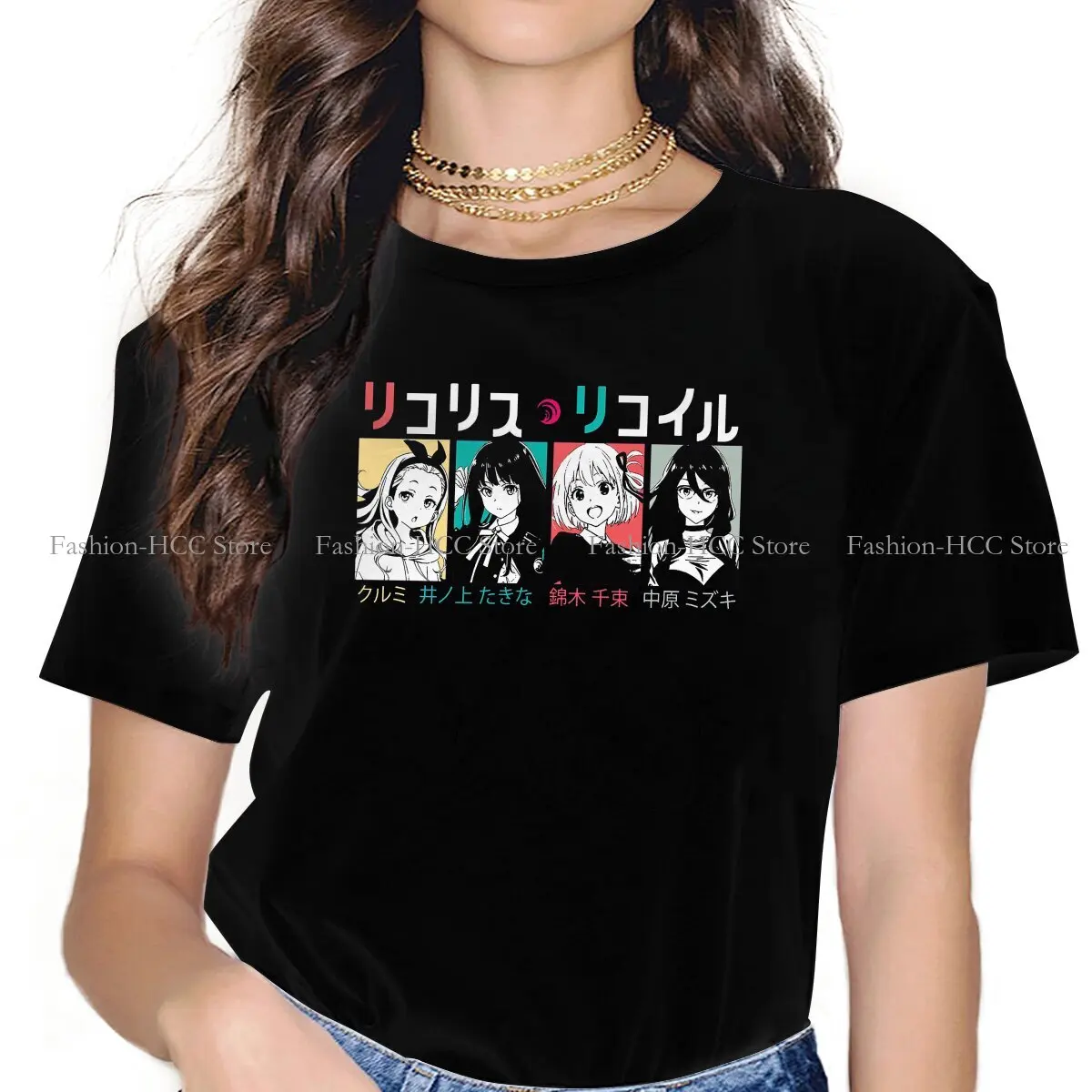 Caracteres Especiais Poliéster TShirt Lycoris Recuo Chisato Nishikigi Takina Inoue Anime De Qualidade Superior Hip Hop T-Shirt Coisas