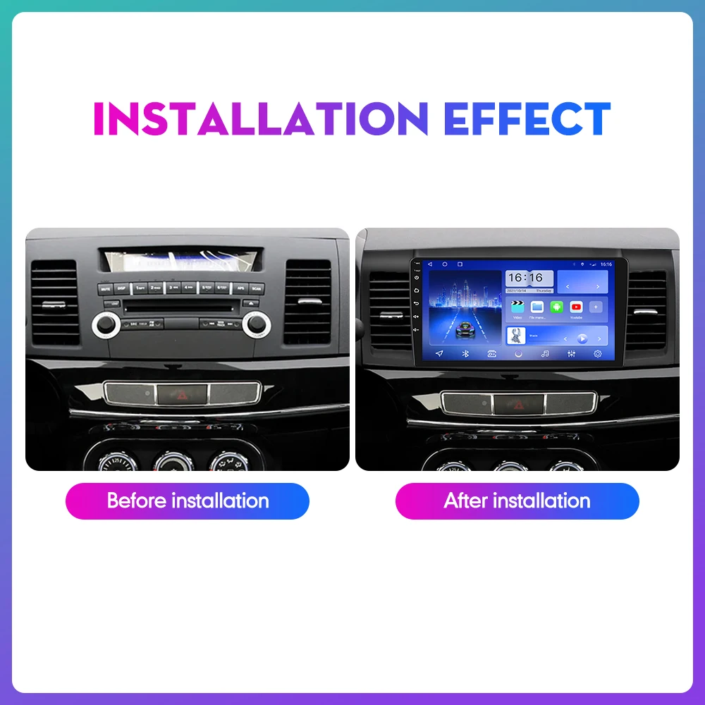 10.33 Polegadas Rádio do Carro Mitsubishi Lancer 06-18 2Din Android Octa Core de som do Carro DVD GPS de Navegação Jogador QLED Tela Carplay