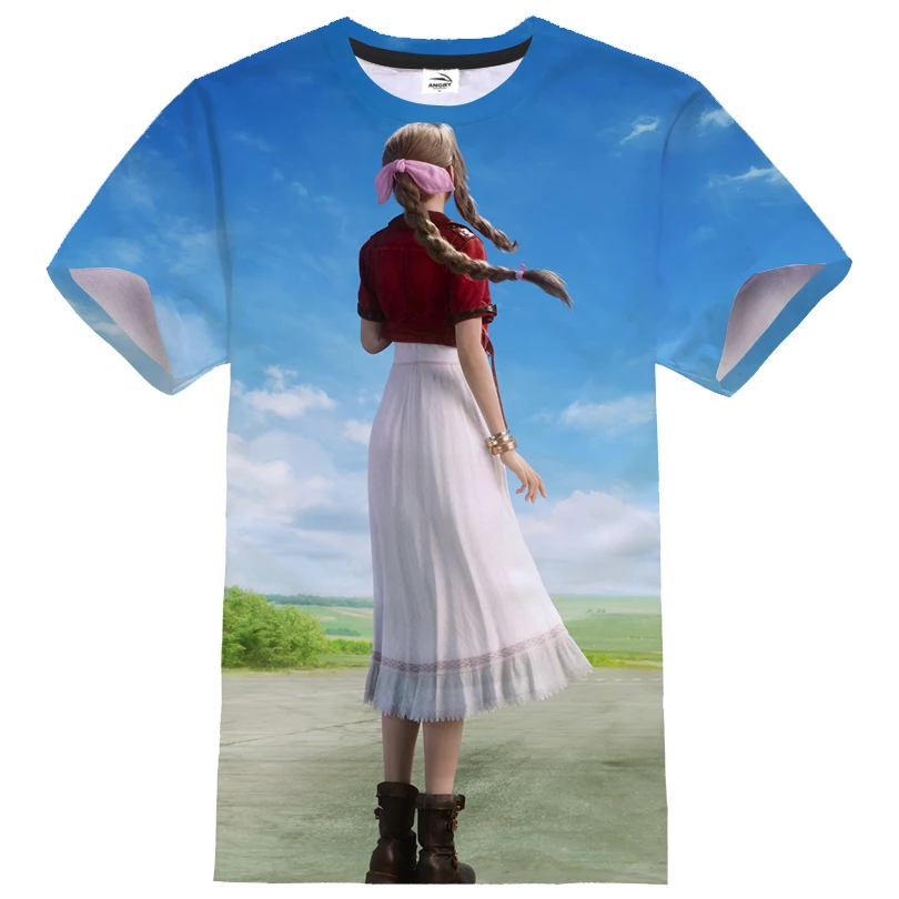 Final Fantasy VII 3D Print T-shirt Homens Mulheres Jogo de Anime Harajuku Streetwear Hip Hop Camiseta Esporte Casual T-Shirt Legal Tops Tees