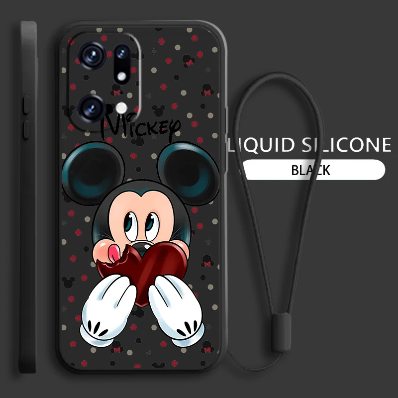 Bonito Mickey Mouse Para o OPPO Encontrar X5 X3 X2 neo Pro Lite A5 A9 2020 A53S A77 A96 A94 4G 5G Líquido Corda Macia Caso de Telefone Coque Capa