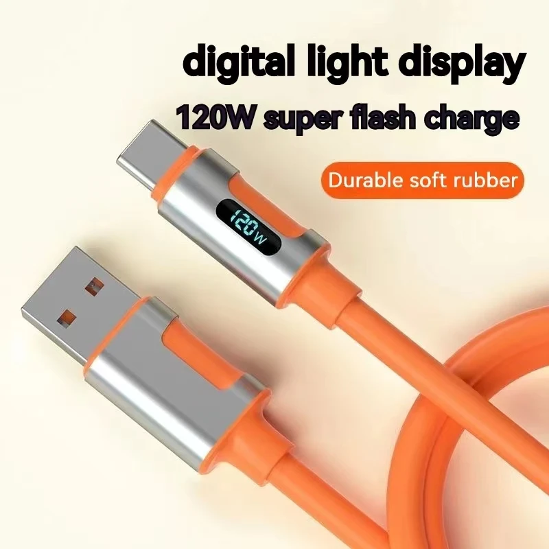 VAORLO 120W USB C Cabo de Dados 120W Super Rápido Carregamento, indicação Digital Tipo C de Carregamento do Flash para Huawei Xiaomi Samsung 1M A 1,5 M 2M