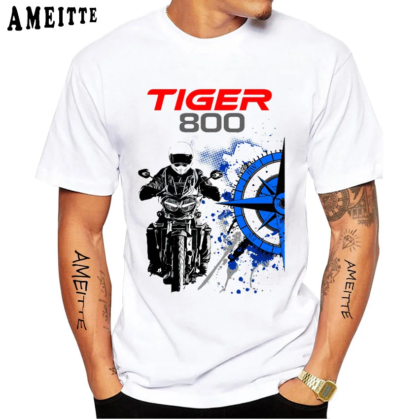 Homens de camisa de manga curta T-shirt, clássico tigre design de camisa de 800 900 1200, mota de esportes camisa, masculina casual T-shirt branca