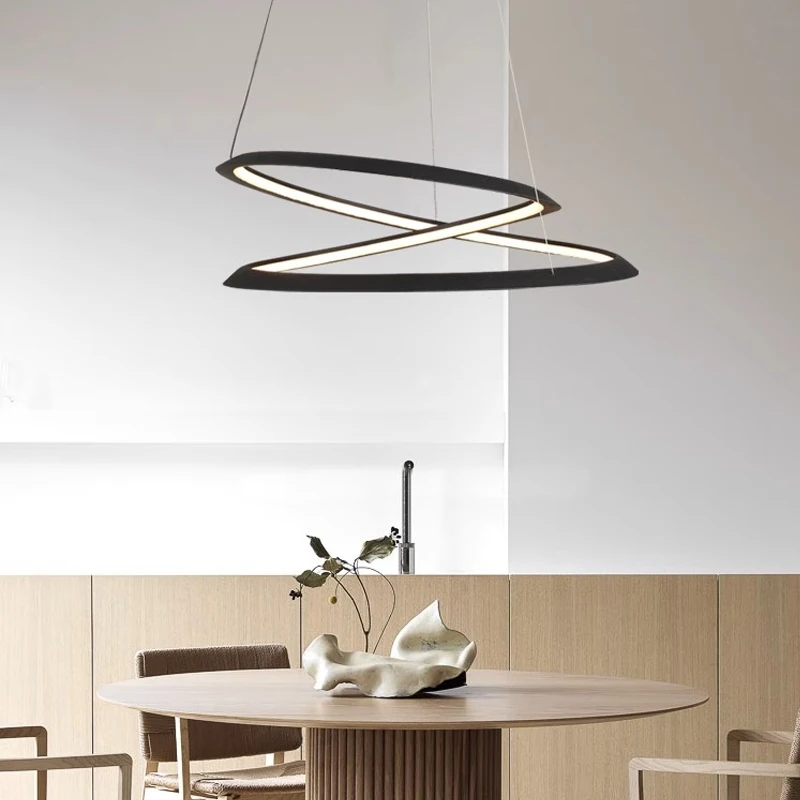 AiPaiTe Escandinavo Moderno, LED Redonda/Oval Lustre para Sala de estar, Sala de Jantar, Quarto Preto/Branco/Ouro Lustre