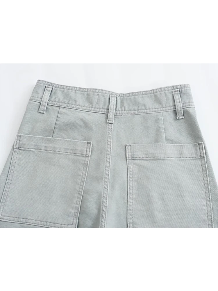 TRÁFICO de Outono Mulheres Reta de Jeans, Calças de 2023 Vintage High Street Zíper Sólido Bolso Jeans Cintura Alta Causal Calças compridas
