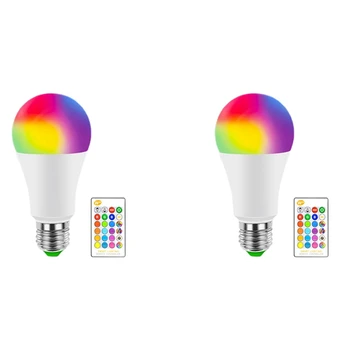 2X E27 Controle Inteligente da Lâmpada de LED RGB de Luz de Dimmable 7W LED RGBW Lâmpada Colorida de Mudar o Bulbo do DIODO emissor de Lampada RGBW Branco