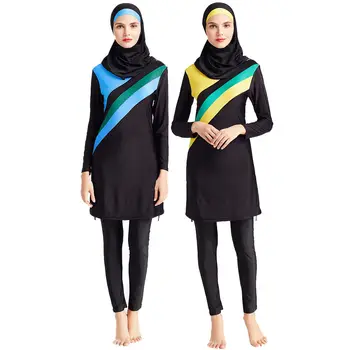 3pcs de Tamanho Mais Modesto Swimwear das Mulheres Muçulmanas Hijab Maiô Chapéu de Tops, Calças de maiô Islâmico Conservador Beachwear Burkini