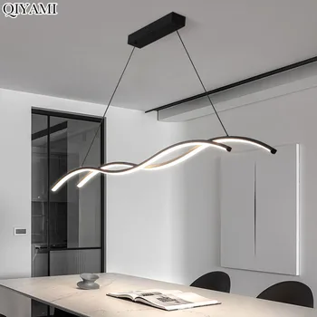 Moderno Longo de LED Iluminação Pingente Preto Branco Infinito de Escurecimento de Cozinha, Mesa de Café Home Indoor Lâmpada Decorativa Interior Decorativa