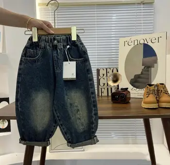 Bebê jeans nova tendência jeans meninos crianças desgaste confortável moda versátil calças