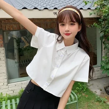 JK Estilo Preppy Camisas de Mulheres de Menina Fina coreano Moda Bonito Culturas Blusas Brancas Linda de Verão de Lazer Doce Chique Manga Curta