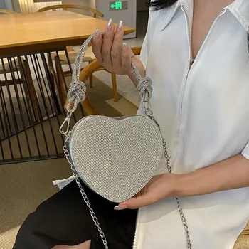 Moda nicho design strass saco cravejado com diamantes retro cadeia de saco menina bonita de amor strass bag duplo mini saco de noite