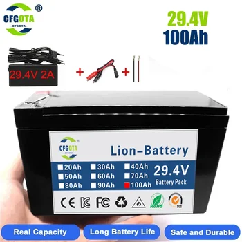18650 24V 100Ah Recarregável Li-ion Battery Pack,para a Lâmpada CONDUZIDA do Veículo Elétrico Solar, Armazenamento de Substituição de Bateria + Carregador de Cor