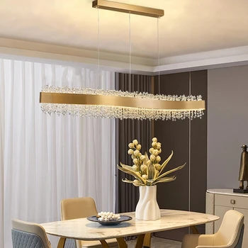 Moderno Lustre de Cristal de Iluminação da Sala de estar, Cozinha de Designer Restaurante de Luxo Lustre Retangular LEVOU para Casa Lustre