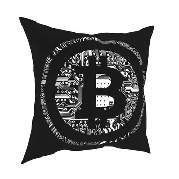 Bitcoin Cryptocurrency Cyber Moeda Financeira Revolução Pillowcover de Decoração de Casa de Almofadas Jogar Almofadas para o Sofá Poliéster