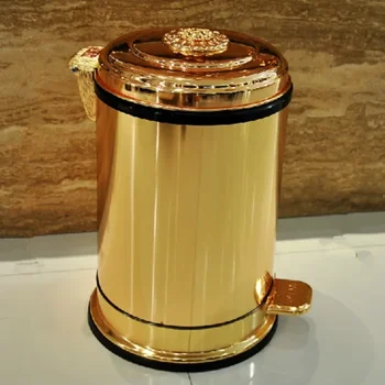 De Ouro da europa, o Lixo Pode Sala Criativo de Aço Inoxidável Luxuoso Banheiro lata de Lixo da Cozinha do Cubo Basura Lixo YH5LJT