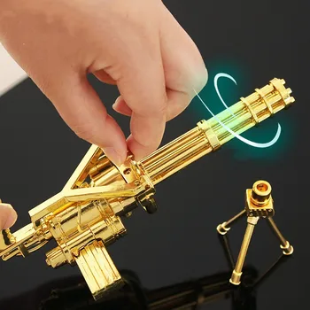 18cm Gatling Gun Modelo de Justin Gatlin Miniaturas de Metal Giratório Cano de metralhadora Figura Casa Decoração Enfeite Decoração Artesanato