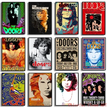 As Portas de Jim Morrison Cartazes Impressão sobre Tela Banda de Rock de Música GuitarWall Arte Picturfes para a Home Bar Decoração de casa (Sem Moldura)