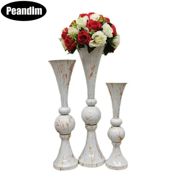 PEANDIM 10pcs/lot vaso de Flores de Piso Branco Vaso Mariage Tabela Centrais de Metal Vaso de Flor fica Para a Casa, Decoração de Casamento