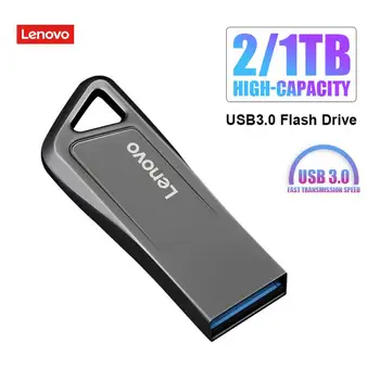 A Lenovo 2TB de Metal Pendrive USB 3.0 Original do Disco de U Unidades Flash de Alta Velocidade 1TB Portable USB Drive de Memória Acessório TIPO-C Adaptador