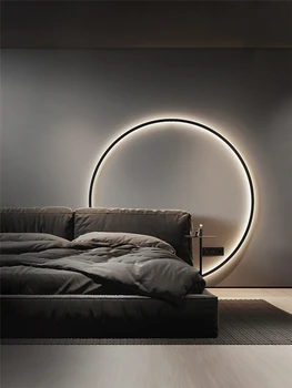 Minimalista, lâmpada de parede da sala de estar decoração da parede do diodo emissor de luz Designer anel atmosfera lâmpada Nórdicos Halo decoração de Iluminação com plug