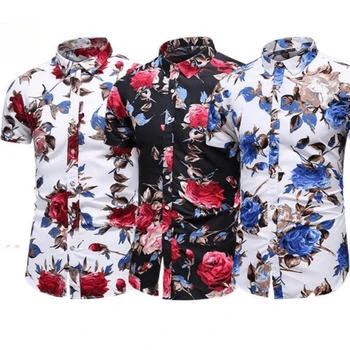 Exclusivo Verão Shirt Para Homens Floral de Moda Casual Trópico de Impressão 3D de Manga Curta Roupas Tendência Plus Size, moda praia Personalidade