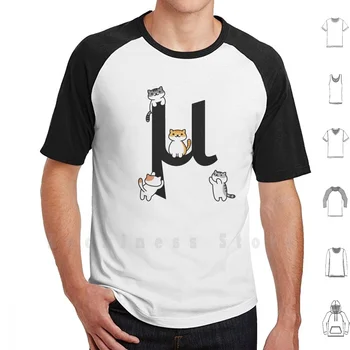 Mu Gatos Camiseta Tamanho Grande, 100% Algodão Mu Gatos Mu Cat Mu Mew Mui Gatos Gato Bonito Kawaii Linguística Kitty Felino Alfabeto Grego