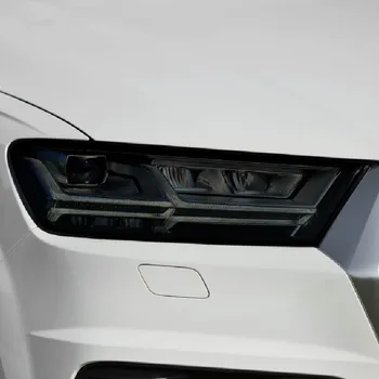 2 peças Para Audi Q7 4M de 2016 2017 2018 2019 2020 o Farol do Carro Tonalidade de Vinil Preto Película Protetora TPU Transparente Autocolante Acessórios