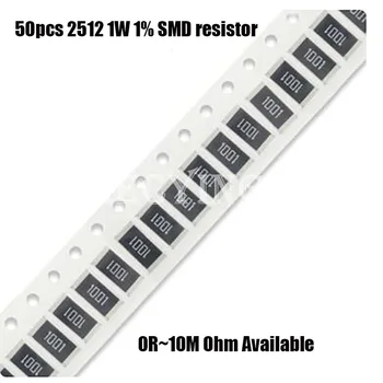 50pcs 2512 1W de Potência SMD resistor 1% 0 1 10 100 150 Ohm 0R 1R 10R 20R 100R 1K 2K 10K 20K 47K 100K 200K 470K 1M 10M 0R~10M