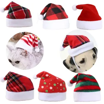 Animal De Estimação Listrado Chapéu De Natal Multicolor Gato Cão Vestido De Headwear Do Seu Animal De Estimação Para Decoração Para Uma Festa De Natal