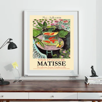 Matisse, Exposição de Pôster Resumo Colorido do tanque de Peixes de Arte de Parede de Impressão de Lona Pintura de Imagens Para a Sala de estar Exclusiva de Decoração de Casa