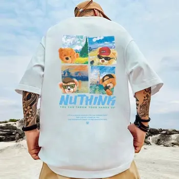 Verão Casual Harajuku Vintage Puro Algodão De Grandes Dimensões T-Shirt Dos Homens Confortável, Absorve O Suor Y2k Anime Hip Hop Goth Roupas Topo