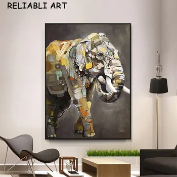 Moderno Animal Elefante Veado Pintura a Óleo da Lona de Pintura de Parede de Arte do Pôster E Impressão para Sala de Decoração de Casa Sem Moldura
