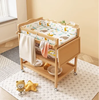Madeira maciça mesa de troca de cuidados com o Bebê tabela móvel de imprensa da tabela do toque multi-funcional alterar a tabela para recém-nascidos